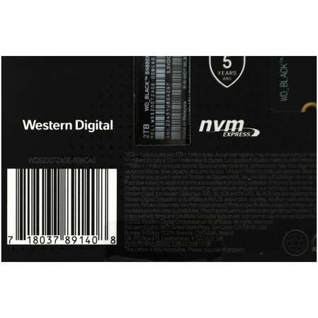 Внутренний SSD-накопитель 2000Gb Western Digital Black SN850X (WDS200T2X0E) M.2 2280 PCIe NVMe 4.0 x4