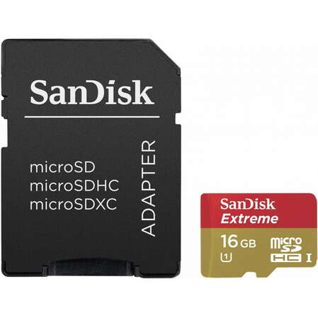 Micro SecureDigital 16Gb SanDisk Extreme microSDHC class 10 UHS-1 (SDSDQXL-016G-G46A)