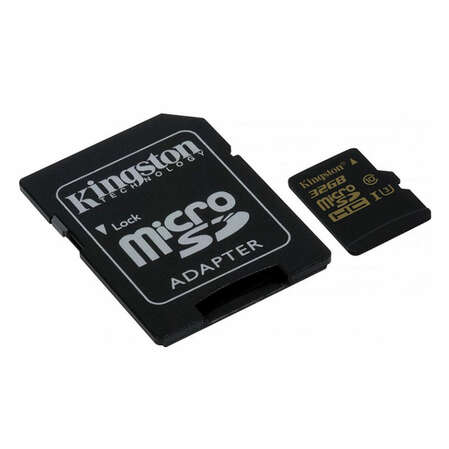 Micro SecureDigital 32Gb Kingston Gold SDHC UHS-1 U3 class 10 (SDCG/32GB) + SD адаптер