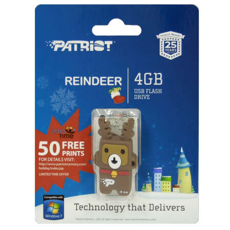 USB Flash накопитель 4GB Patriot Limited Edition Holiday Reindeer (PSF4GUSBXMASRD)