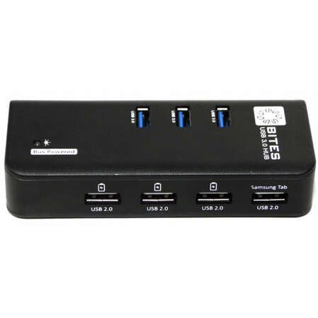 7-port USB Hub 5bites HB33-304PBK Черный (3 x USB3.0 + 4 x USB2.0) все порты 1.5A