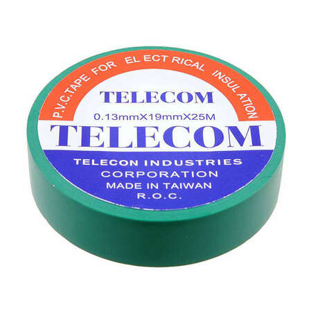 Изолента Telecom GREEN (0,13мм х 19мм х 25М)
