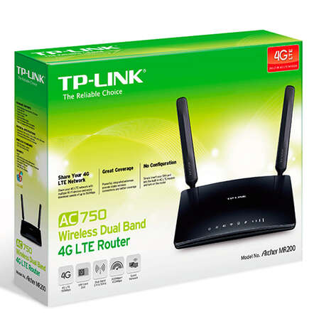 Беспроводной маршрутизатор TP-LINK Archer MR200, 802.11ac, 733 Мбит/с, 2.4ГГц и 5ГГц, 4xLAN 