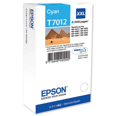 Картридж EPSON T7012 XXL Cyan для WorkForce Pro 4000/4500 C13T70124010