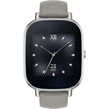 Умные часы Asus ZenWatch2 WI502Q кожаный белый ремешок, серебристые