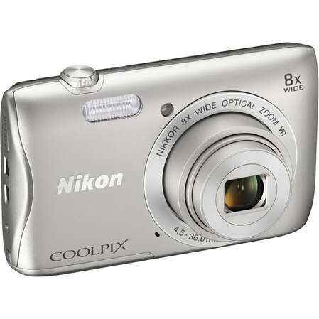 Компактная фотокамера Nikon Coolpix S3700 серебро