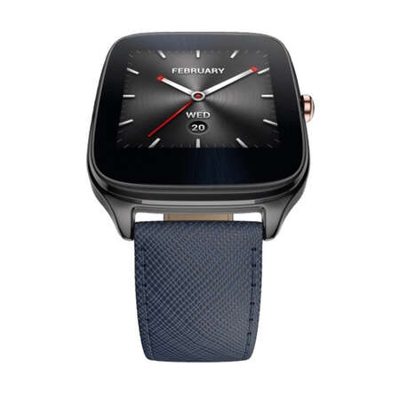 Умные часы Asus ZenWatch2 WI501Q кожаный синий ремешок, черные