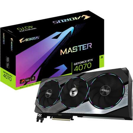 Видеокарта Gigabyte GeForce RTX 4070 12288Mb, Aorus Master 12 Gb (GV-N4070AORUS M-12GD) 1xHDMI, 3xDP, Ret