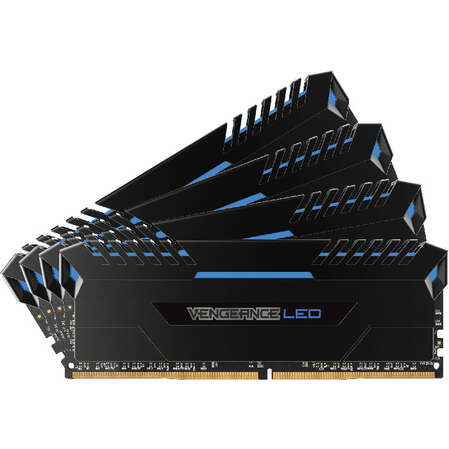 Модуль памяти DIMM 32Gb 4х8Gb DDR4 PC25600 3200MHz Corsair Vengeance LPX Black Heat spreader, Custom Performance PCB,Blue LED,  XMP 2.0 (CMU32GX4M4C3200C16B)