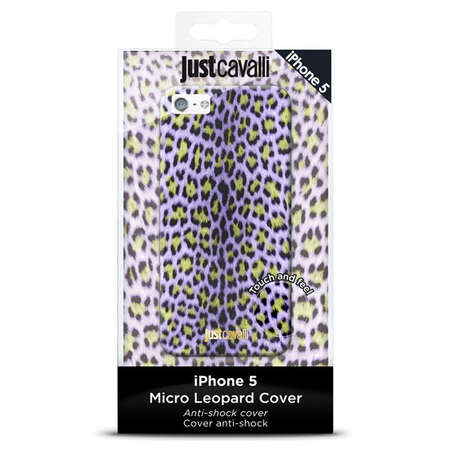Чехол для iPhone 5 / iPhone 5S Just Cavalli Macro Leopard, фиолетовый