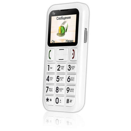 Мобильный телефон Fly Ezzy 5+ White, большие кнопки