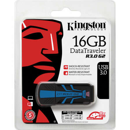 USB Flash накопитель 16GB Kingston Data Traveler R30 Gen.2 (DTR30G2/16GB) Black/Blue USB3.0
