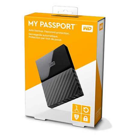 Внешний жесткий диск 2.5" 1Tb WD My Passport WDBBEX0010BBK-EEUE USB3.0 Черный