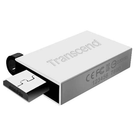 USB Flash накопитель 16GB Transcend JetFlash 380S (TS16GJF380S) USB 2.0 + microUSB (OTG) Серебристый