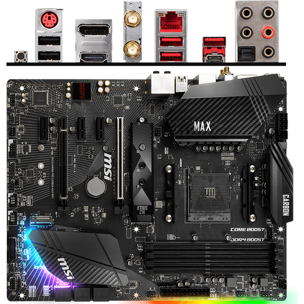 Материнская плата Msi B450 Gaming Pro Carbon Max Wifi B450 Socket Am4 4xddr4 6xsata3 Raid 2xm 9021