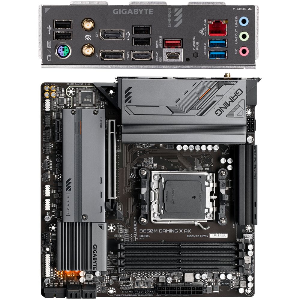 Материнская плата Gigabyte B650M GAMING X AX Socket-AM5 AMD B650 4xDDR5,  4xSATA3, RAID, 2xM.2,