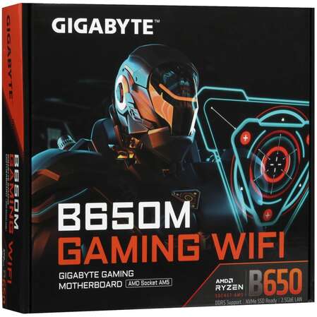 Материнская плата Gigabyte B650M Gaming WIFI6 Socket-AM5 AMD B650 2xDDR5, 4xSATA3, RAID, 1xM.2, 1xPCI-E16x, 2xUSB3.2, D-Sub, HDMI, WiFi, 2.5Glan, mATX Ret