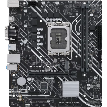 Материнская плата ASUS Prime H610M-D D4 H610 Socket-1700 2xDDR4, 4xSATA3, 1xM.2, 1xPCI-E16x, 2xUSB3.2, 1xCOM, D-Sub, HDMI, Glan, mATX