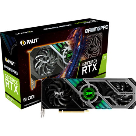 Видеокарта Palit GeForce RTX 3070 Ti 8192Mb, Gaming Pro (NED307T019P2-1046A) HDMI, 3xDP, Ret 