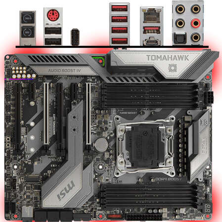 Материнская плата MSI X299 Tomahawk X299 Socket-2066 8xDDR4, 8xSATA3, RAID, 2xM.2, U.2, 4xPCI-E16x, 1xUSB type C, 5xUSB3.1, Glan ATX, Ret
