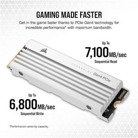 Внутренний SSD-накопитель 1000Gb Corsair Force MP600 PRO LPX White (CSSD-F1000GBMP600PLPW) M.2 2280 PCIe NVMe 4.0 x4