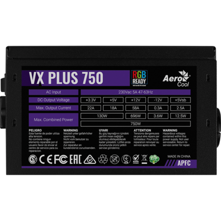 Блок питания 750W AeroCool VX Plus 750W RGB