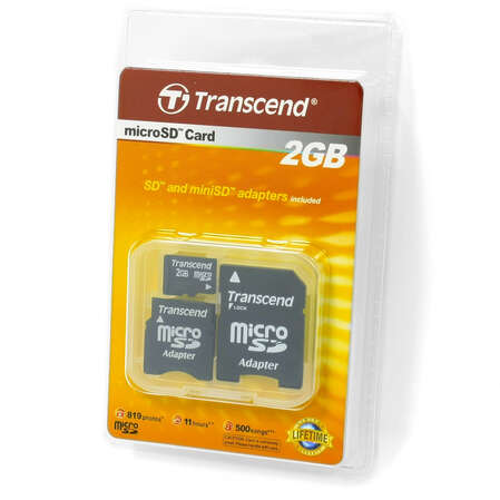 Micro SecureDigital 2Gb Transcend +2ад SD и Mini (TS2GUSD-2)