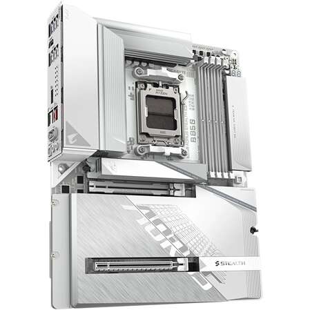 Материнская плата Gigabyte B850 AORUS Stealth Ice Socket-AM5 AMD B850 4xDDR5, 2xSATA3, RAID, 4xM.2, 2xPCI-E16x, 4xUSB3.2, 1xUSB3.2 Type C, HDMI, WiFi, 5Glan ATX