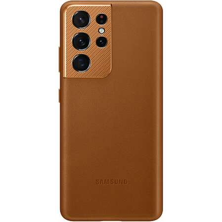 Чехол для Samsung Galaxy S21 Ultra SM-G998 Leather Cover коричевый
