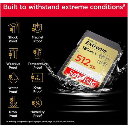 Карта памяти SecureDigital 512Gb SanDisk Extreme SDXC Class 10 UHS-I U3 V30 (SDSDXVV-512G-GNCIN)