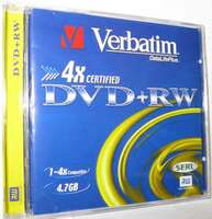 Оптический диск DVD+RW диск Verbatim 4,7Gb 4x 5шт JewelBox (43229)