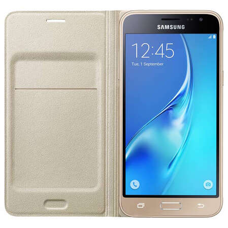 Чехол для Samsung Galaxy J3 (2016) SM-J320F Flip Wallet золотистый 