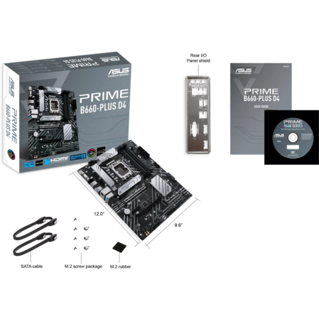 Материнская плата ASUS Prime B660-Plus D4 B660 Socket-1700 4xDDR4, 4xSATA3, RAID, 3xM.2, 2xPCI-E16x, 3xUSB3.2, 1xUSB3.2 Type C, D-Sub, DP, HDMI, 2.5Glan, ATX