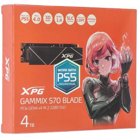 Внутренний SSD-накопитель 4000Gb A-Data Gammix S70 Blade AGAMMIXS70B-4T-CS M.2 2280 PCIe NVMe 4.0 x4
