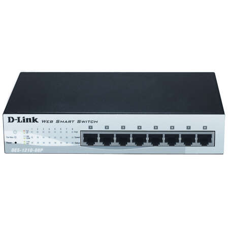 Коммутатор D-Link DES-1210-08P управляемый 8 портов 10/100Мбит/с, 7.5"