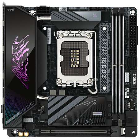 Материнская плата Gigabyte Z890I AORUS Ultra Z890 Soc-1851 2xDDR5, 2xSATA3, RAID, 2хM.2, 1xPCI-E16x, 5xUSB3.2, 1xUSB3.2 Type C, DP, HDMI, WiFi, 5Glan, Mini-ITX