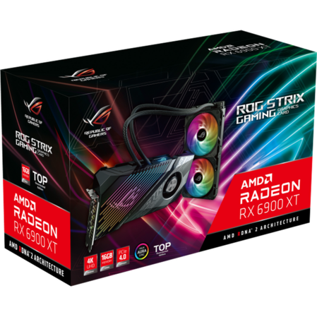 Видеокарта ASUS AMD Radeon RX 6900 XT ROG Strix Gaming 16G 16384Mb, (ROG-Strix-LC-RX6900XT-T16G-Gaming) 3xDP, HDMI, Ret