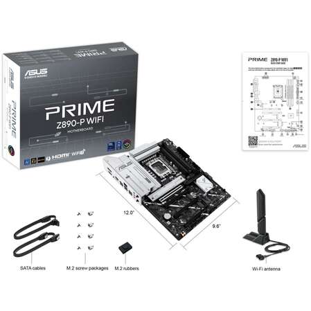 Материнская плата ASUS Prime Z890-P WiFi Z890 Soc-1851 4xDDR5, 4xSATA3, RAID, 4хM.2, 4xPCI-E16x, 3xUSB3.2, 1xUSB3.2 Type C, DP, HDMI, 2.5Glan, ATX
