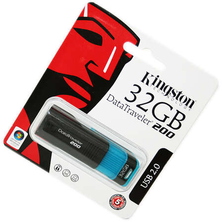 USB Flash накопитель 32GB Kingston DT200 DT200/32GB черно-голубой