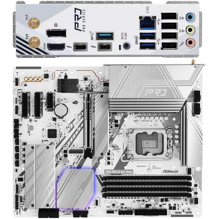 Материнская плата ASRock Z890 Pro RS WiFi White Z890 Soc-1851 4xDDR5, 4xSATA3, RAID, 4хM.2, 4xPCI-E16x, 3xUSB3.2, 2xUSB3.2 Type C, DP, HDMI, WiFi 2.5Glan, ATX