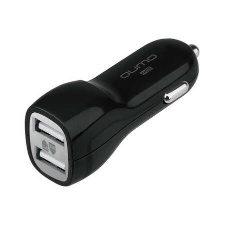 Автомобильное зарядное устройство Qumo 4.0A, 2xUSB(1A+3A), кабель micro USB, черный (20735)