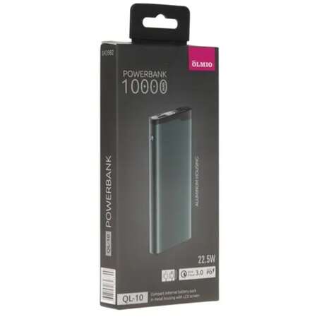 Внешний аккумулятор Olmio QL-10 10000mAh 22.5W Grey