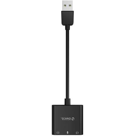 Адаптер USB2.0 - Audio/Mic 2x3.5 мм Jack (f)  Orico SKT3-BK
