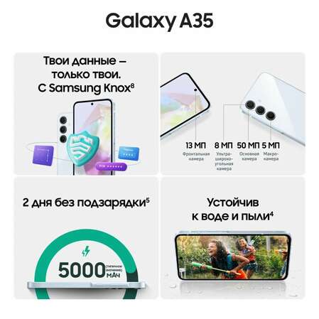 Смартфон Samsung Galaxy A35 SM-A356 8/128GB White-Blue (EAC)