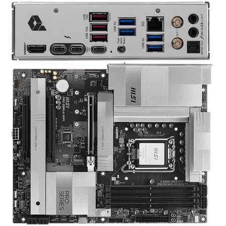 Материнская плата MSI Pro Z890-A WiFi Z890 Soc-1851 4xDDR5, 4xSATA3, RAID, 4хM.2, 3xPCI-E16x, 7xUSB3.2, 3xUSB3.2 Type C, DP, HDMI, WiFi, 5Glan, ATX