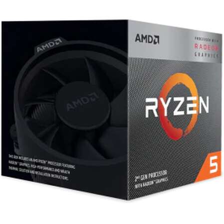 Процессор AMD Ryzen 5 3400G, 3.7ГГц, (Turbo 4.2ГГц), 4-ядерный, L3 4МБ, Сокет AM4, BOX