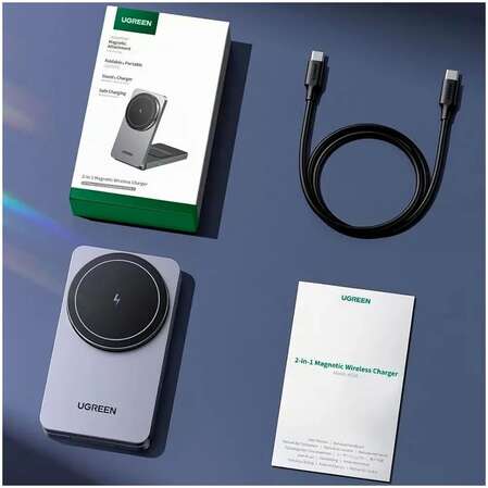 Беспроводная зарядная панель 2 в 1 Для IPhone, Airpods Ugreen W528 (45056) 7.5W Grey