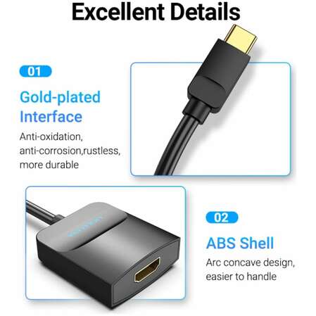 Адаптер USB3.1 USB-C(m)- HDMI(f) Vention TDCBB
