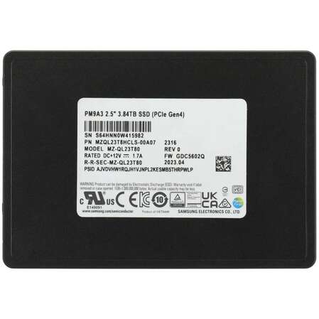 Внутренний SSD-накопитель 3.84TB Samsung (MZQL23T8HCLS-00A07) NVMe 2.5" SFF/U.2 SSD PM9A3