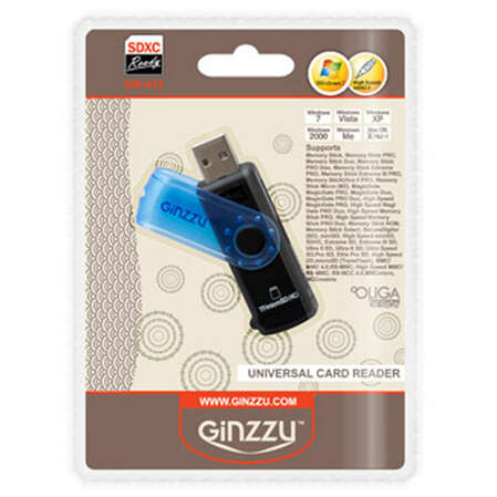 Card Reader внешний GiNZZU, (GR-412B) USB2.0 Черный
